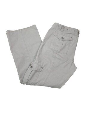 Harley Davidson Womens Beige Cargo Pants Size 14 Casual Cotton Utility Style